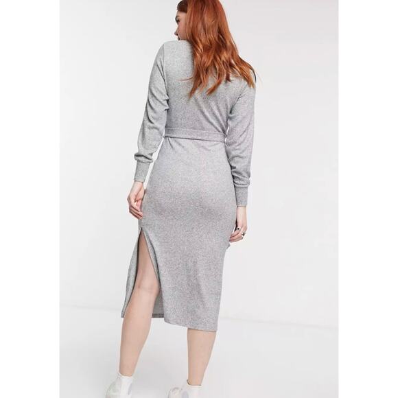 NWOT Topshop Long Sleeve Knit Midi Dress in Heather Gray - Picture 6 of 14